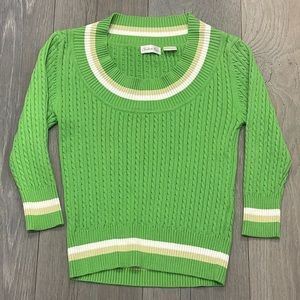Charlotte Russe Bright Green Cable Knit Scoop Neck Sweater-Small